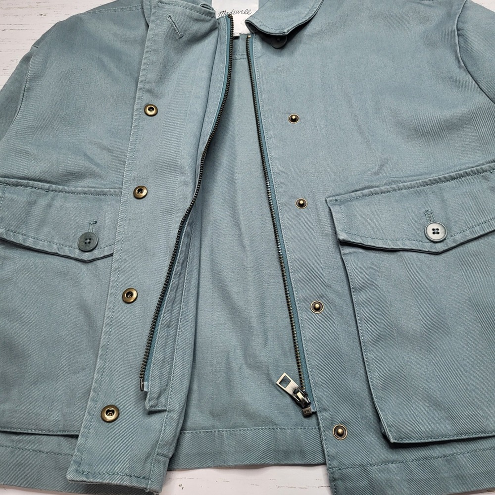 Madewell Cropped Cargo Chino Jacket Faded River Blue Utility Boxy Cotton Small - Picture 8 of 11
